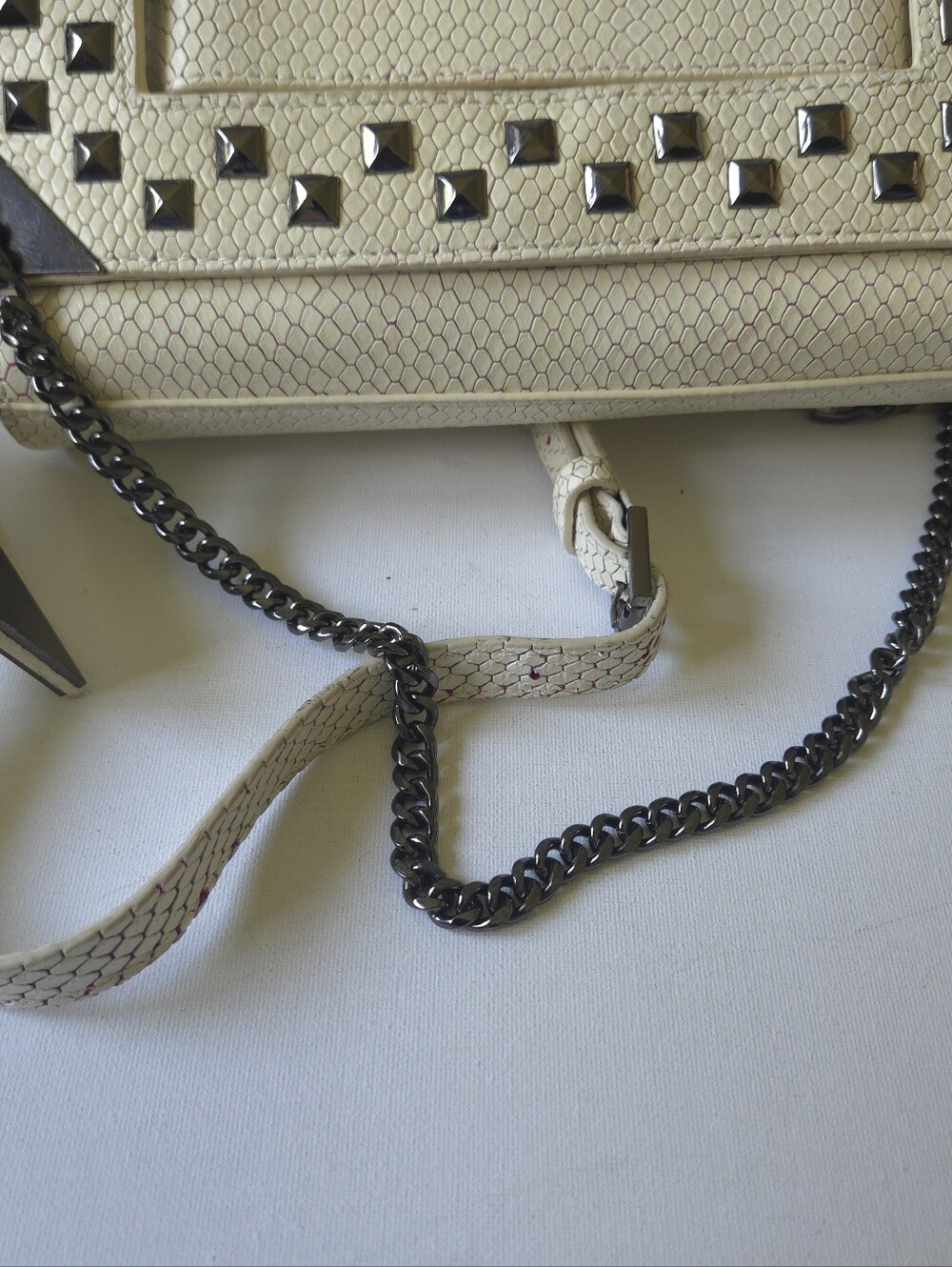 Coco Rocha x Botkier Holiday 2015 Cream Snakeskin Studded Crossbody Chain Clutch - Picture 9 of 12